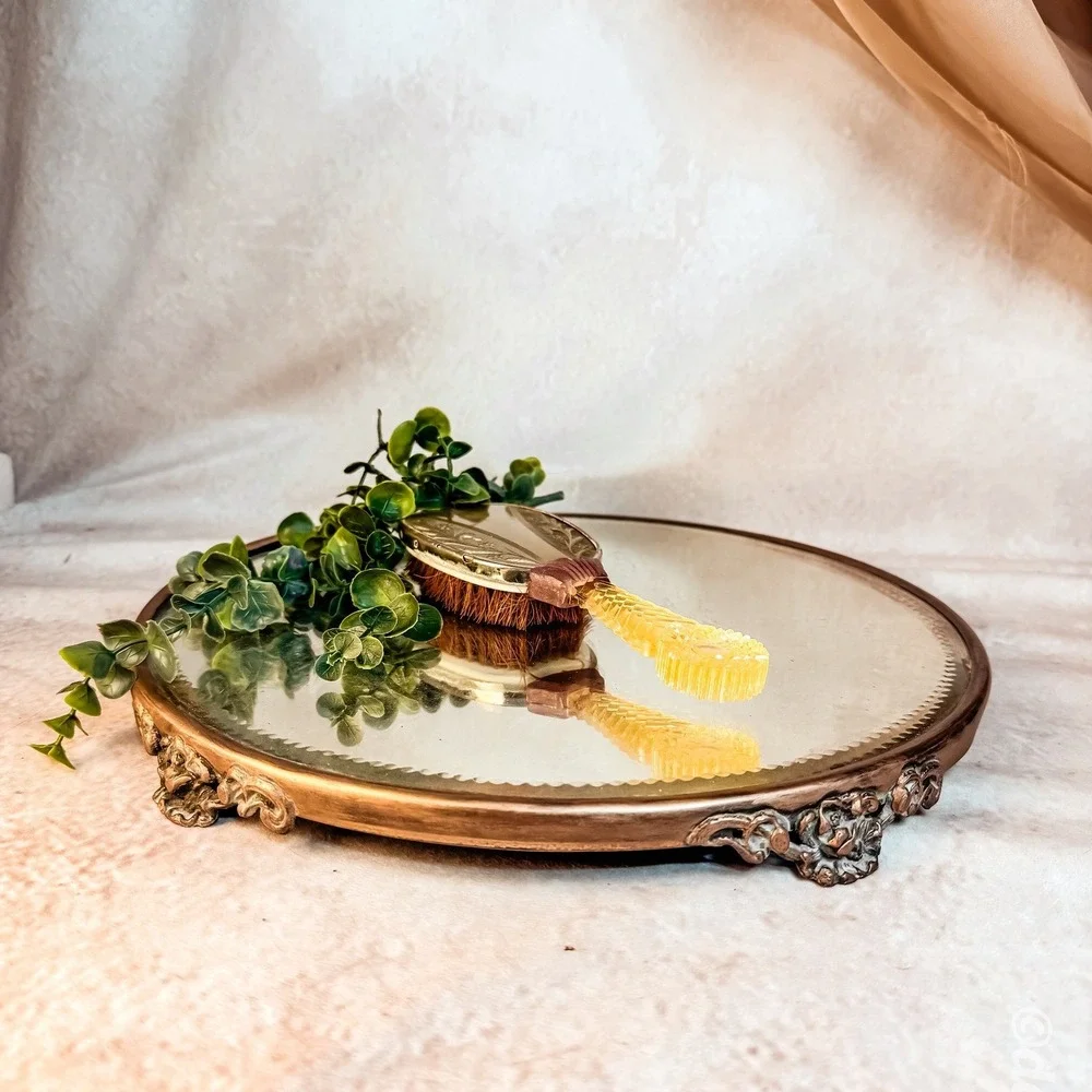 Antique French Gilt Beveled Mirror Tray